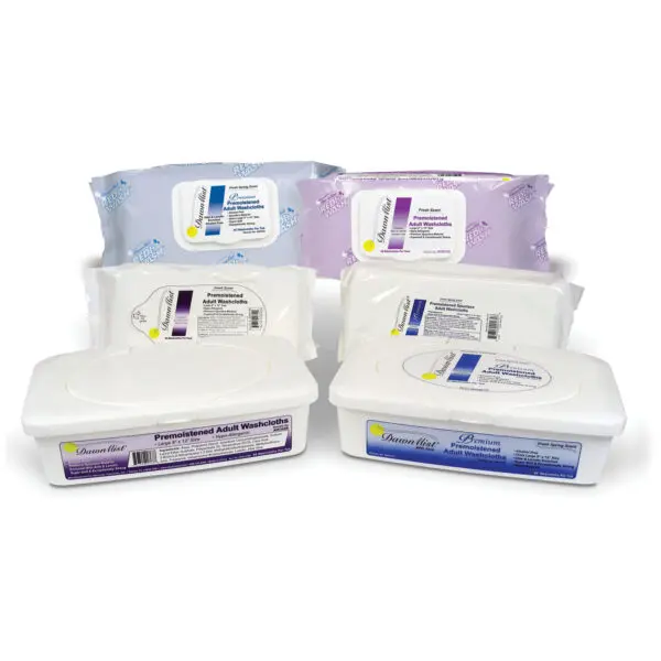 Four different types of wipes on a white background.