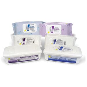 Four different types of wipes on a white background.