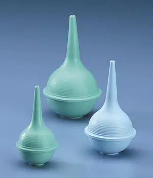 Three blue and green vases on a blue background.