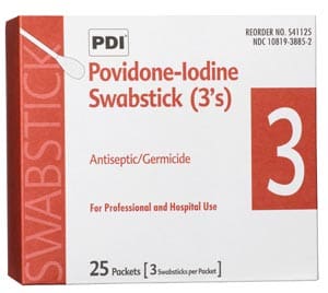 A box of povidone - iodine swabstick 3.