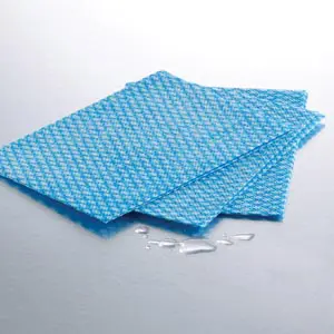 Three blue cloths on top of a white surface.