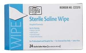 A box of sterile saline wipes.