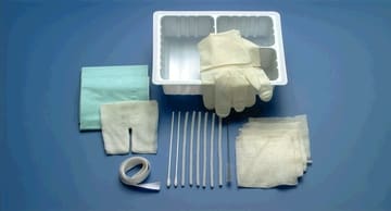 A medical kit with gloves, gloves and a box.