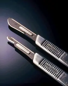 Two surgical tweezers on a black background.