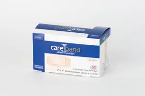 A box of careband bandages on a white background.