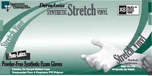 A package of stretch nitrile exam gloves.