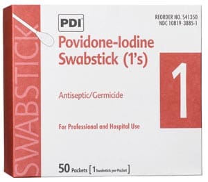 Pdi povidone iodine swabsticks.