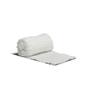 A roll of white cloth on a white surface.