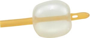 A close up of a white ball with a yellow stripe