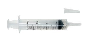 A plastic syringe with a needle and a syringe.