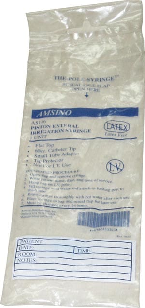 A plastic bag with a label on it.