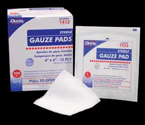 Gauze pads and a box of gauze pads.