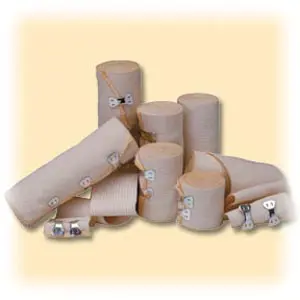 A group of bandages on a beige background.