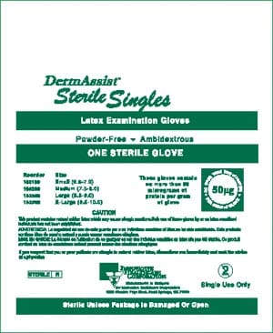 Dermamasser sterile single gloves.