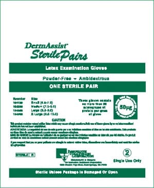 Dermamassage sterile gloves, one sterile pair.