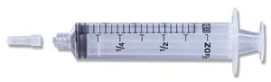 A plastic syringe on a white background.