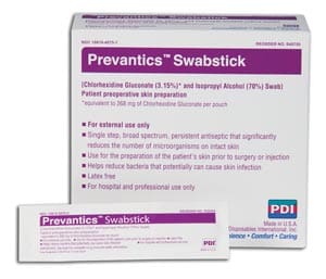 A box of preventics swabstick.