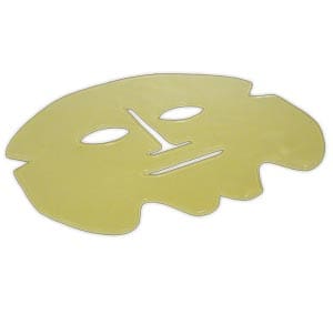 A yellow face mask on a white background.