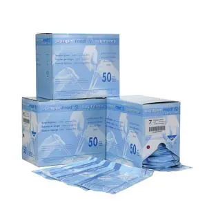 Three boxes of surgical masks on a white background.