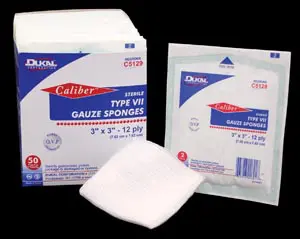 A pack of gauze sponges on a black background.