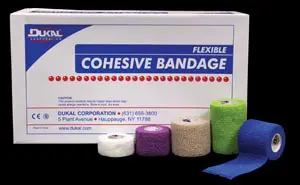 A box of bandages with different colors of bandages.