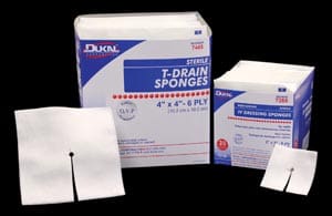 Two boxes of t - drain sponges.