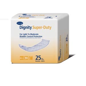 A box of dignity super duty diapers.