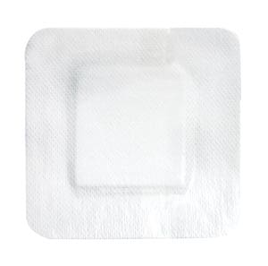 A square piece of white tissue on a white background.