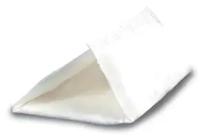 A white bag on a white surface.