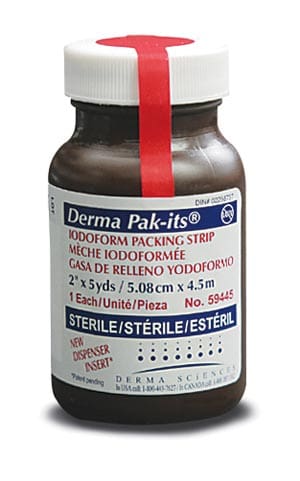 A jar of derma pakitis on a white background.