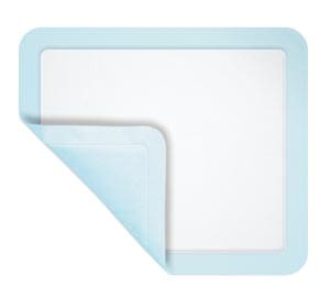 A blue square on a white background.