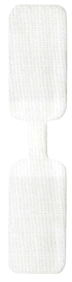 A pair of white cloth pads on a white background.