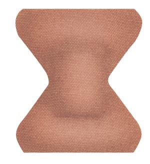 An image of a tan bandage on a white background.