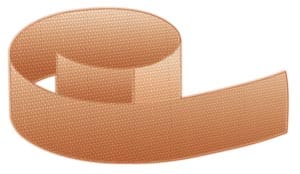 A brown ribbon on a white background.