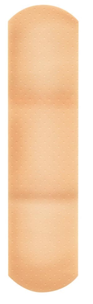 A beige bandage on a white background.