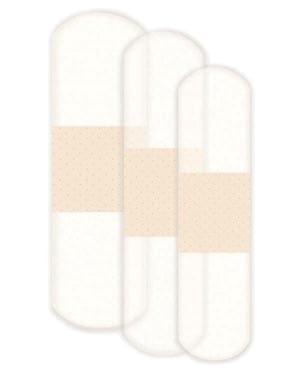 Three bandages on a white background.