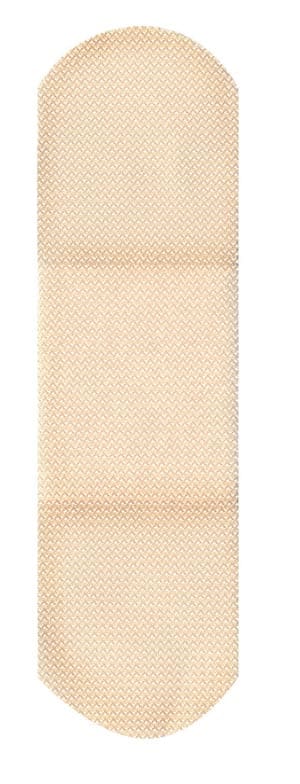 A beige bandage on a white background.