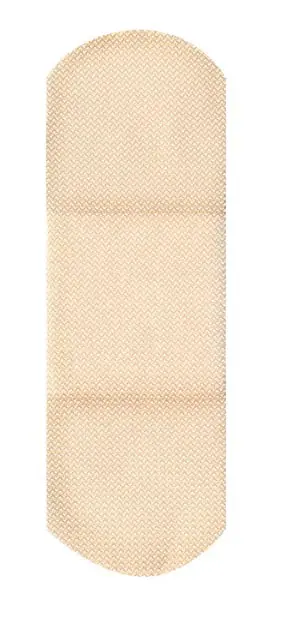 A beige bandage on a white background.