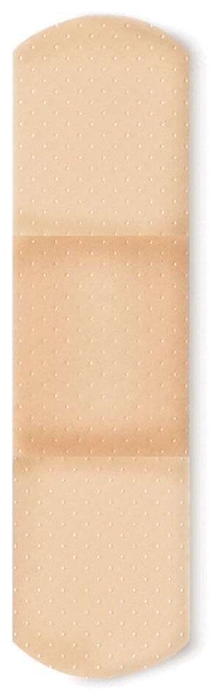 A beige bandage on a white background.