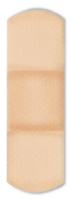 A beige bandage on a white background.