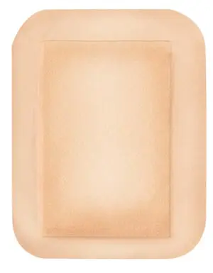 A beige bandage on a white background.