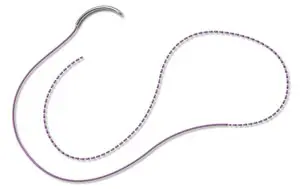 A purple necklace on a white background.