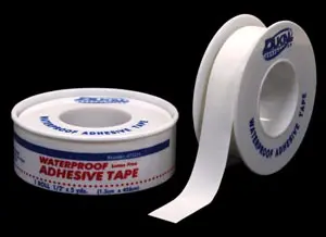 Two rolls of adhesive tape on a black background.