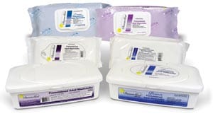 Four different types of wipes on a white background.