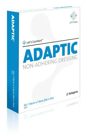 A box of adaptic non - adhering dressing.