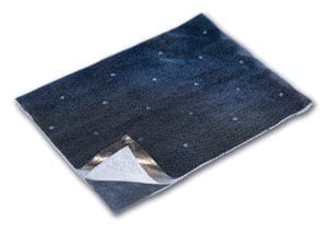 A blue blanket with stars on it.