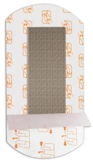 A cat scratching post with an orange and white pattern.