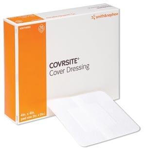 A box of cover dressings on a white background.