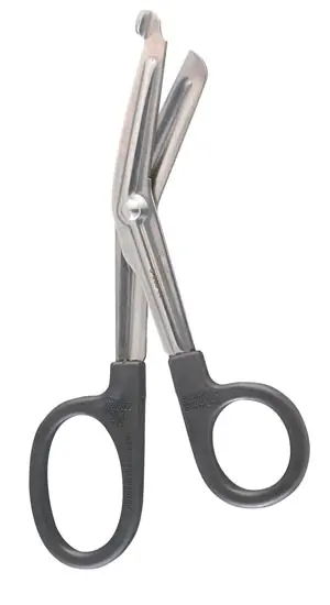 A pair of scissors on a white background.