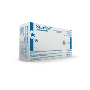 A box of starfleet sterile gloves on a white background.